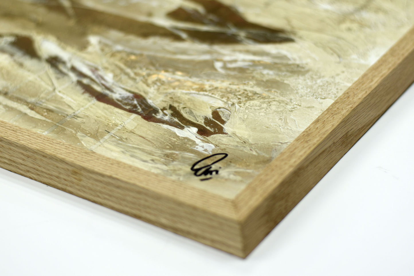 Golden Waves – Original Abstract Acrylic Painting | 63,5 x 83,5 cm | Framed by Edelgard Schroer