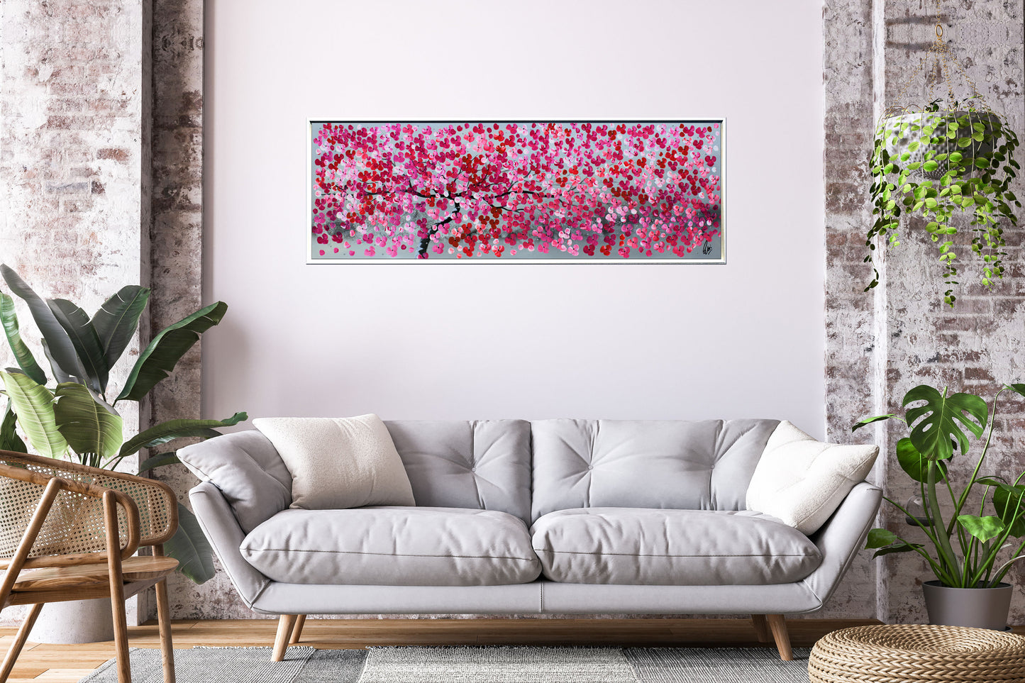 Happy Tree – Abstract Cherry Blossom Painting | 123 × 43 cm | Edelgard Schroer