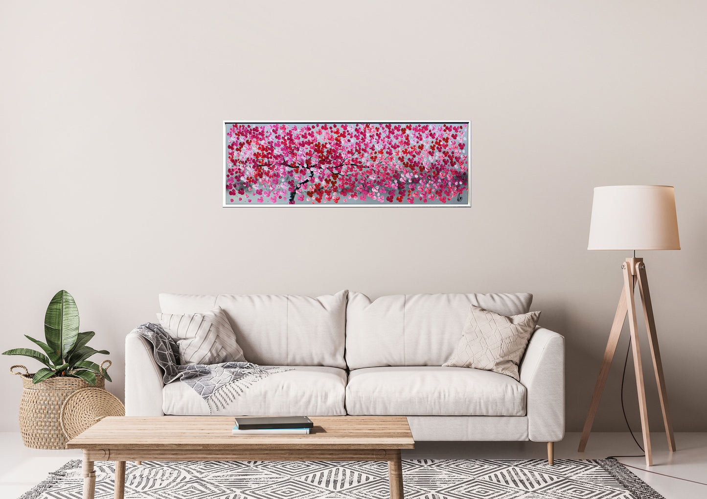 Happy Tree – Abstract Cherry Blossom Painting | 123 × 43 cm | Edelgard Schroer