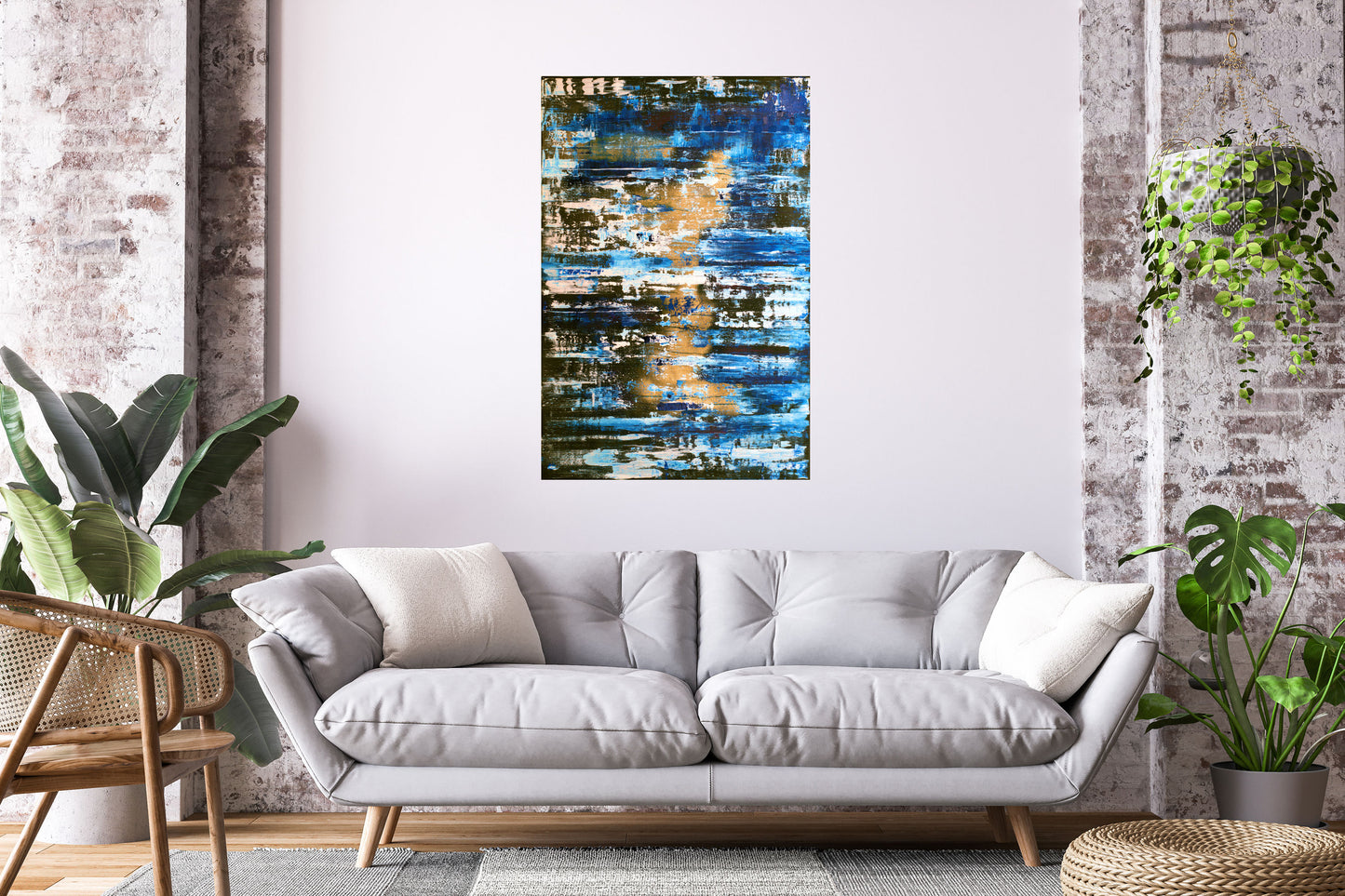 House of the Blues – Abstract Industrial Painting | 120 × 80 cm | Edelgard Schroer