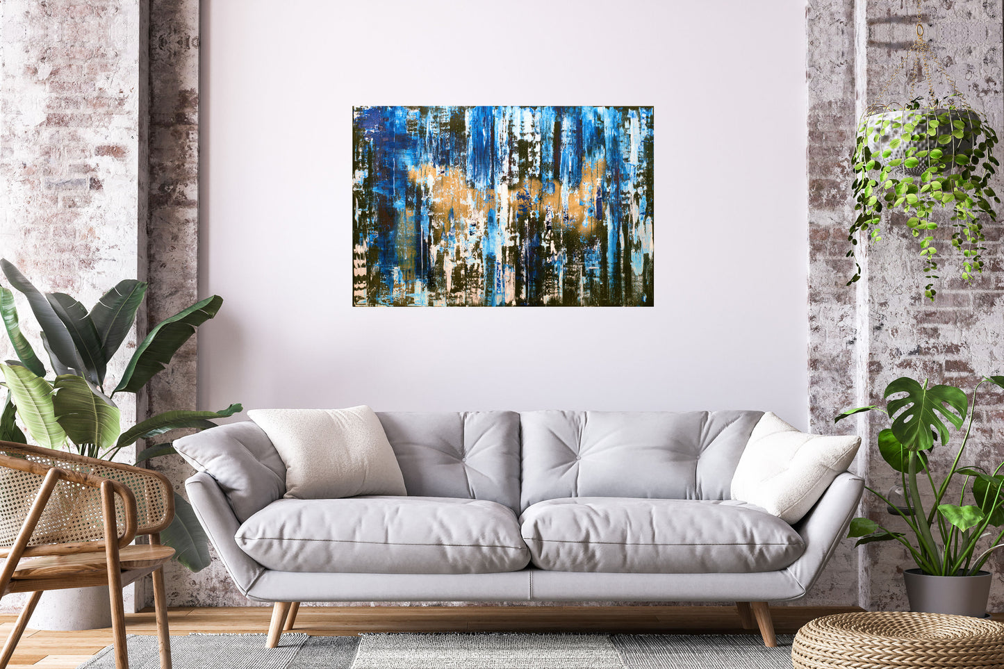 House of the Blues – Abstract Industrial Painting | 120 × 80 cm | Edelgard Schroer