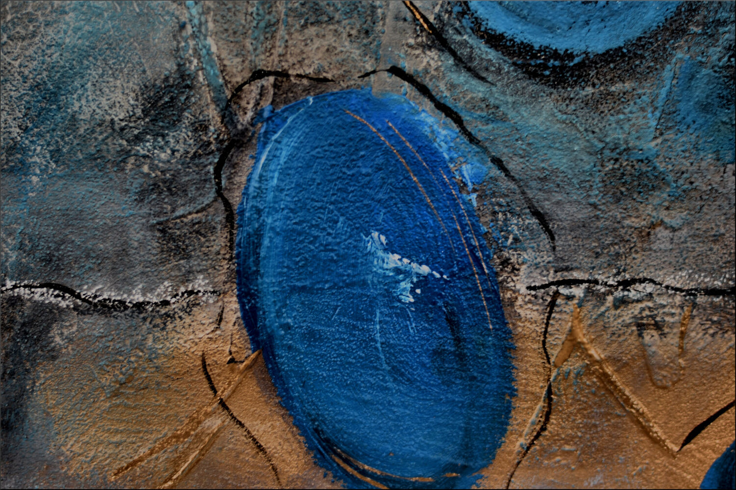 Free Flying – Abstract Blue Gold Textured Painting | 60 × 80 cm | Edelgard Schroer