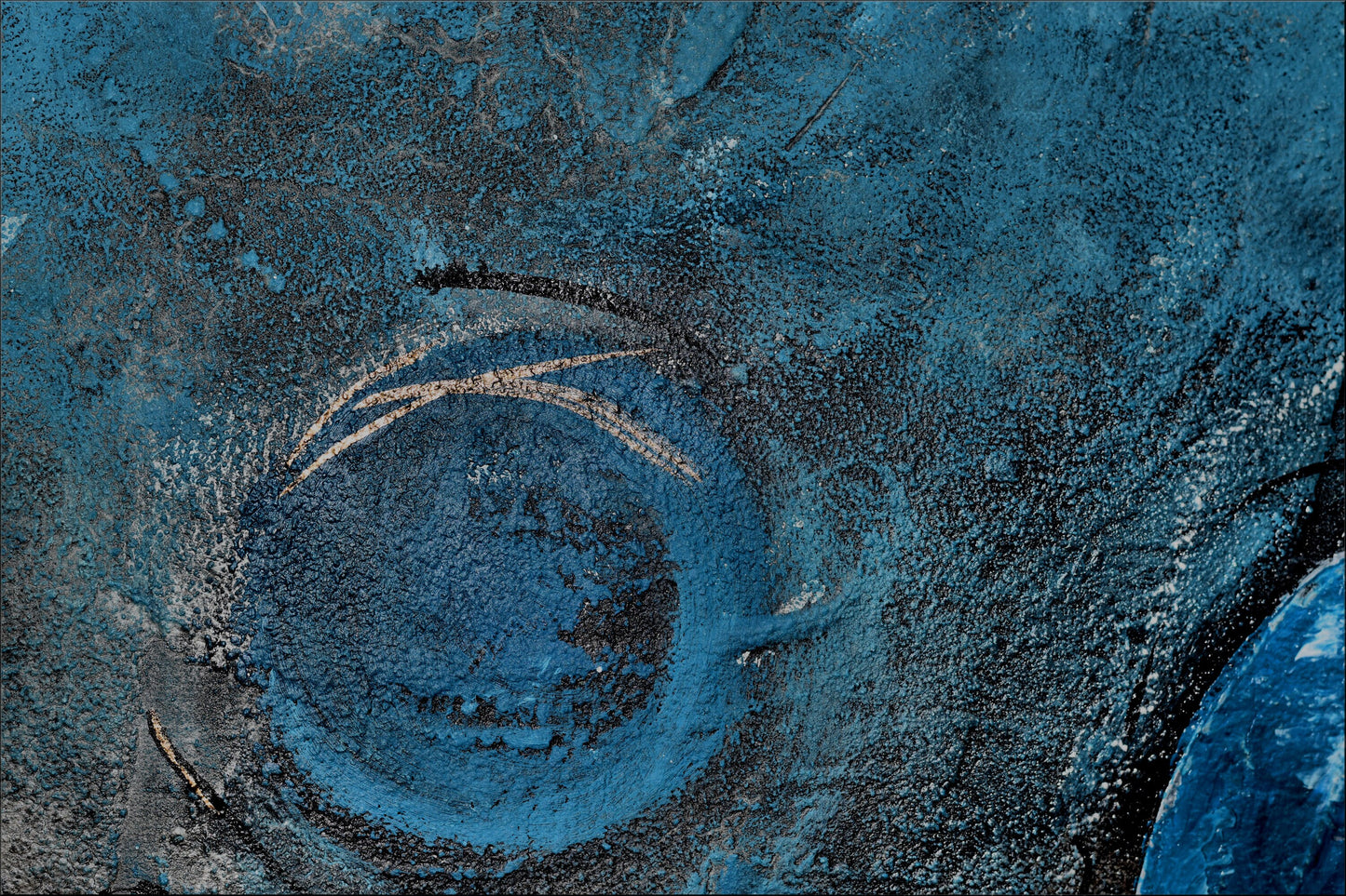 Free Flying – Abstract Blue Gold Textured Painting | 60 × 80 cm | Edelgard Schroer