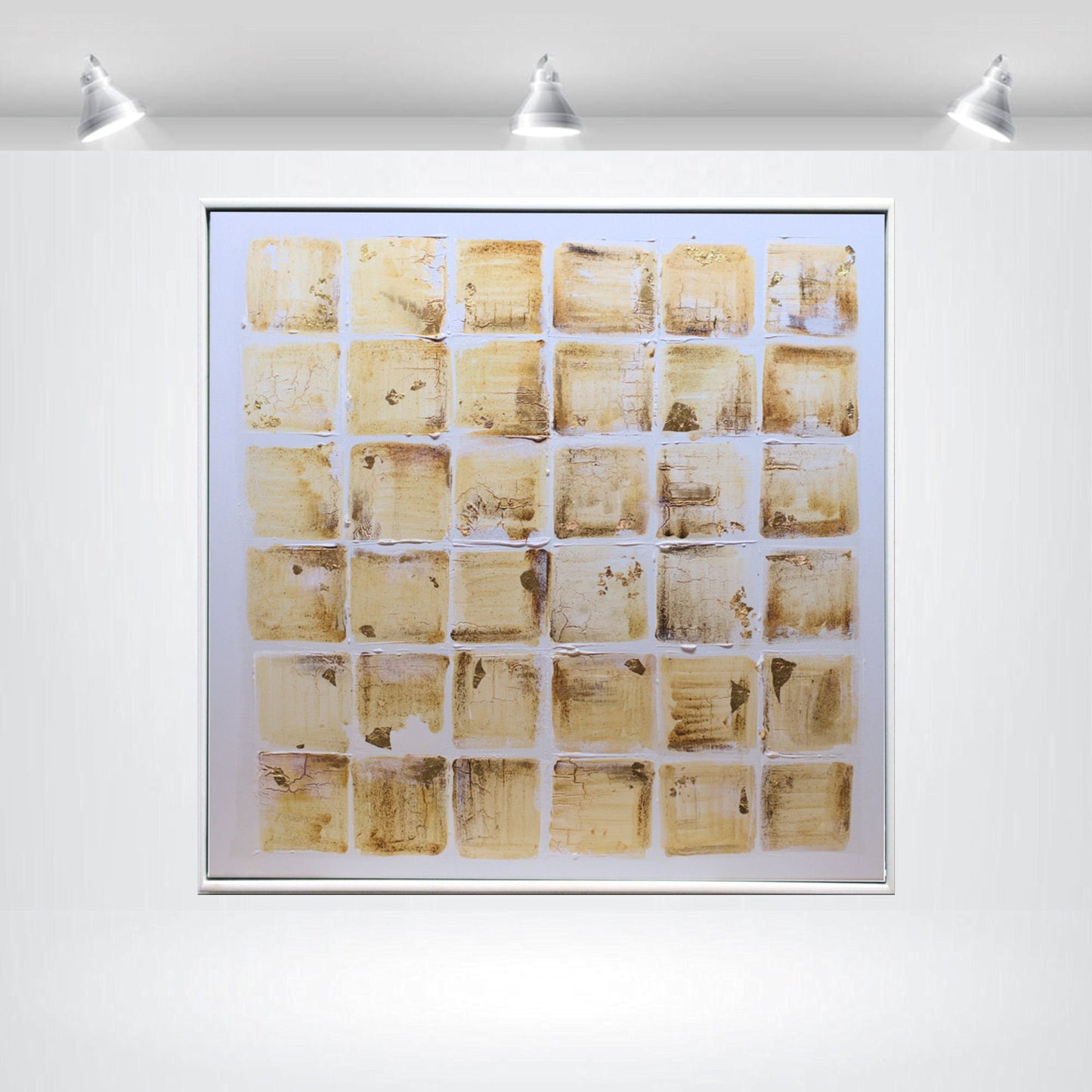 abstract painting on canvas, hand-painted art white gold, stretched canvas art, modern home decor, ideal gift idea, decorative art, modern art in frame, artwork in studio