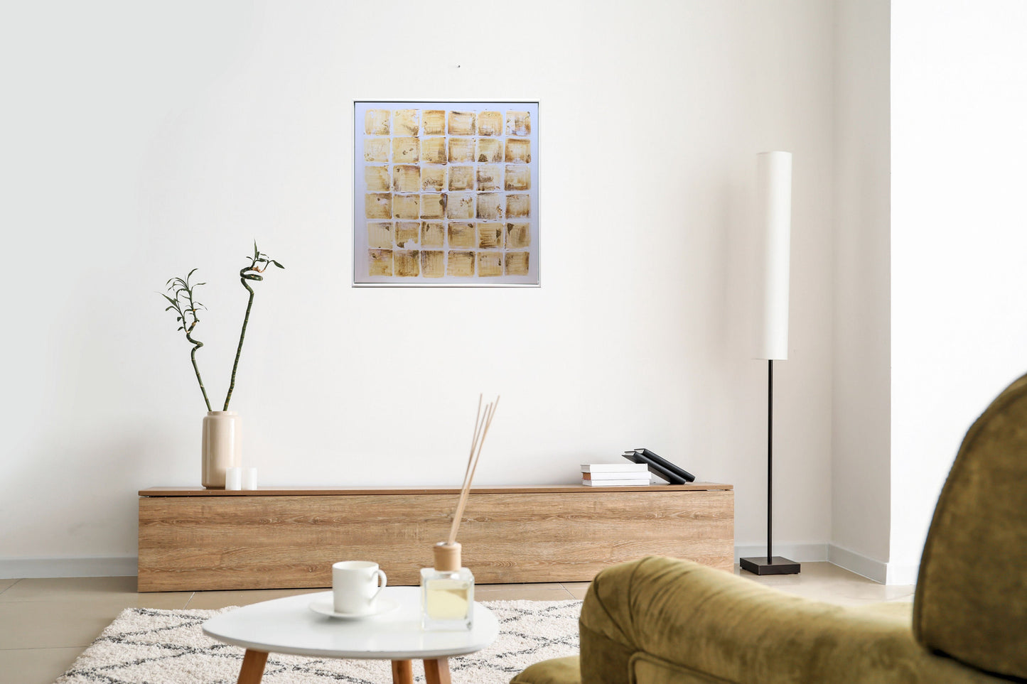 abstract painting on canvas, hand-painted art white gold, stretched canvas art, modern home decor, ideal gift idea, decorative art, modern art in frame, home interior