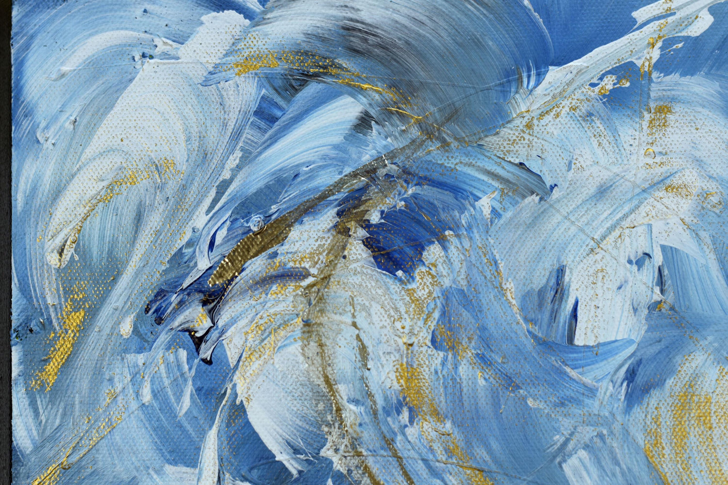Tidal Whispers – Set of 3 Abstract Paintings 30x30cm – Blue Gold Modern Art – Textured Acrylic Canvas – Triptych Wall Decor