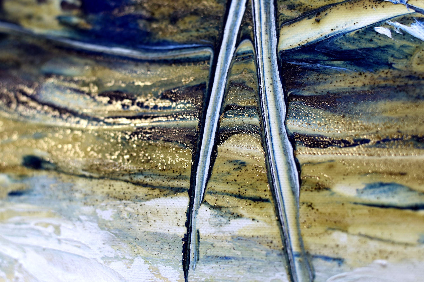 Barry’s Gold – Abstract Textured Art on Canvas | Blue Beige Gold Wall Art | 83×83 cm Framed Painting by Edelgard Schroer