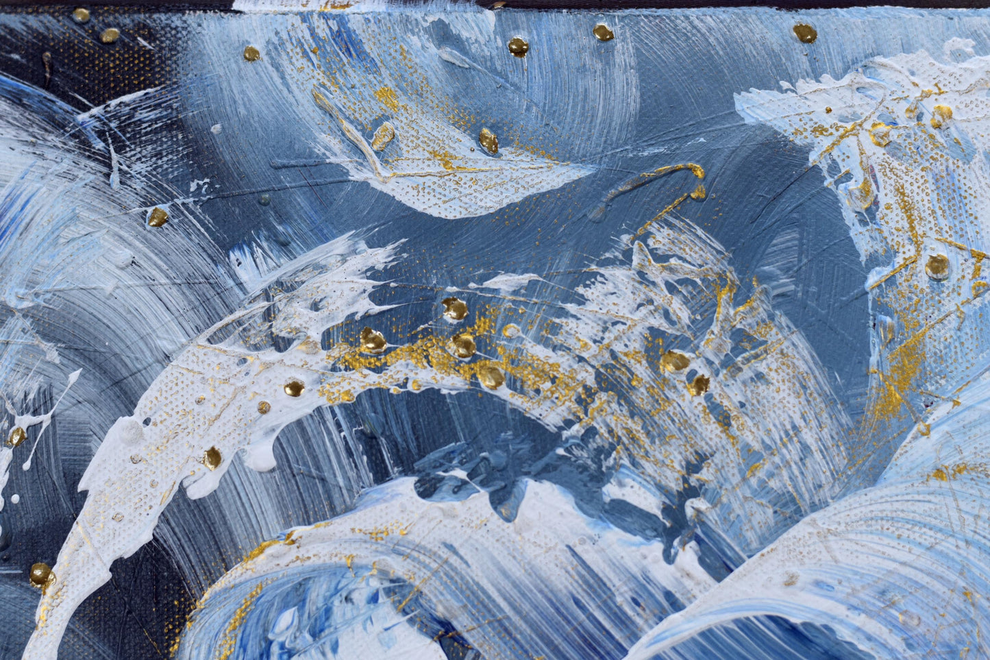 Tidal Whispers – Set of 3 Abstract Paintings 30x30cm – Blue Gold Modern Art – Textured Acrylic Canvas – Triptych Wall Decor