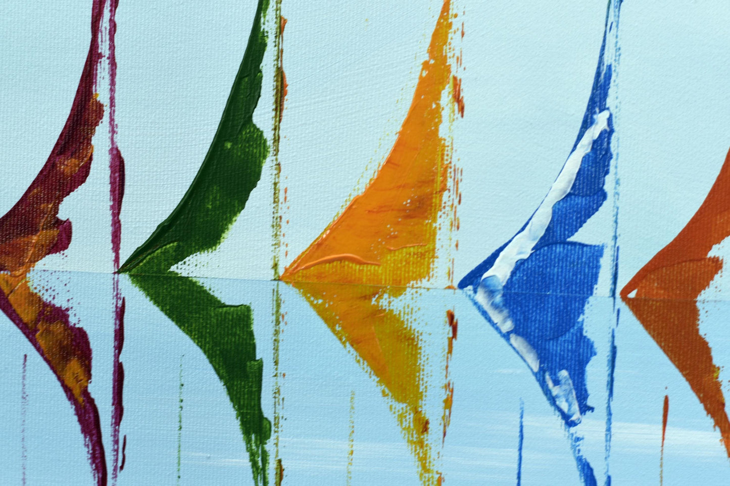 Sailing Symphony – Abstract Sailboats Painting | 120 × 50 cm | Edelgard Schroer