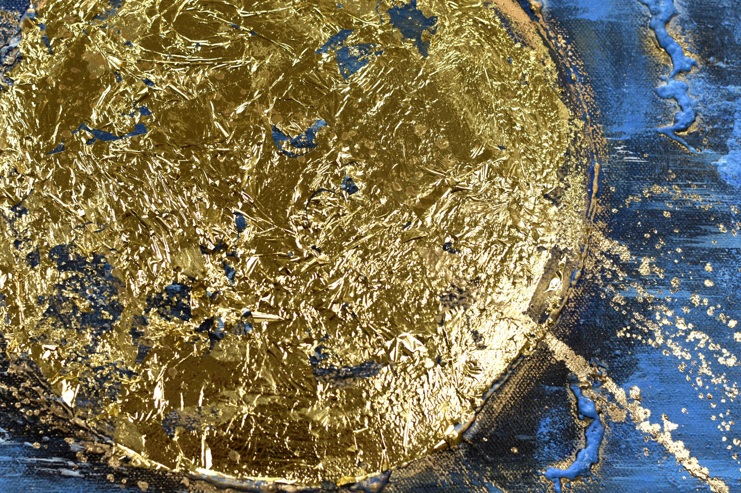 Solar Gold – Abstract Acrylic Gold Leaf Painting | 100 × 70 cm | Edelgard Schroer