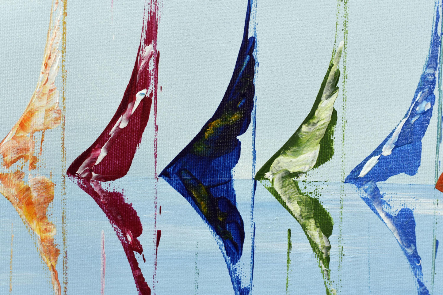 Sailing Symphony – Abstract Sailboats Painting | 120 × 50 cm | Edelgard Schroer