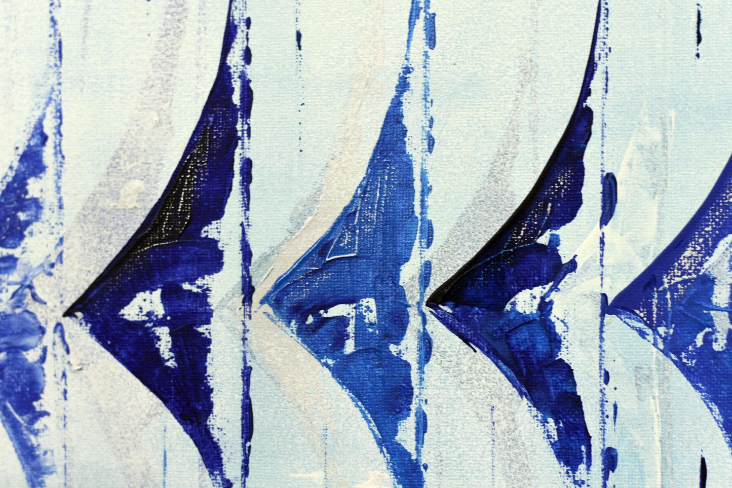 Ocean Harmony – Abstract Sailboats Acrylic Painting | 123 × 43 cm | Edelgard Schroer