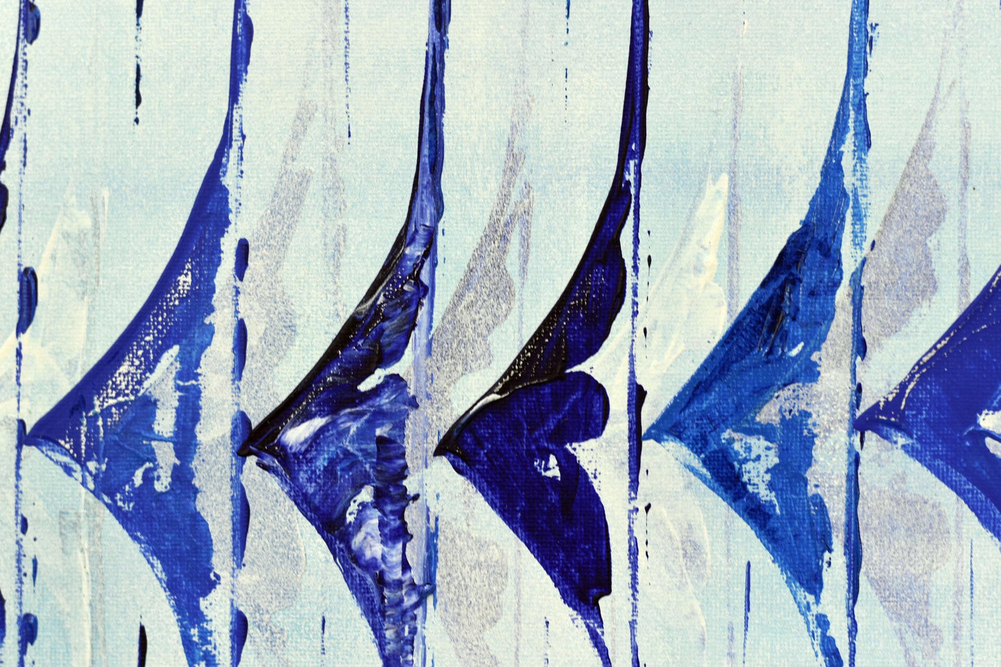 Ocean Harmony – Abstract Sailboats Acrylic Painting | 123 × 43 cm | Edelgard Schroer