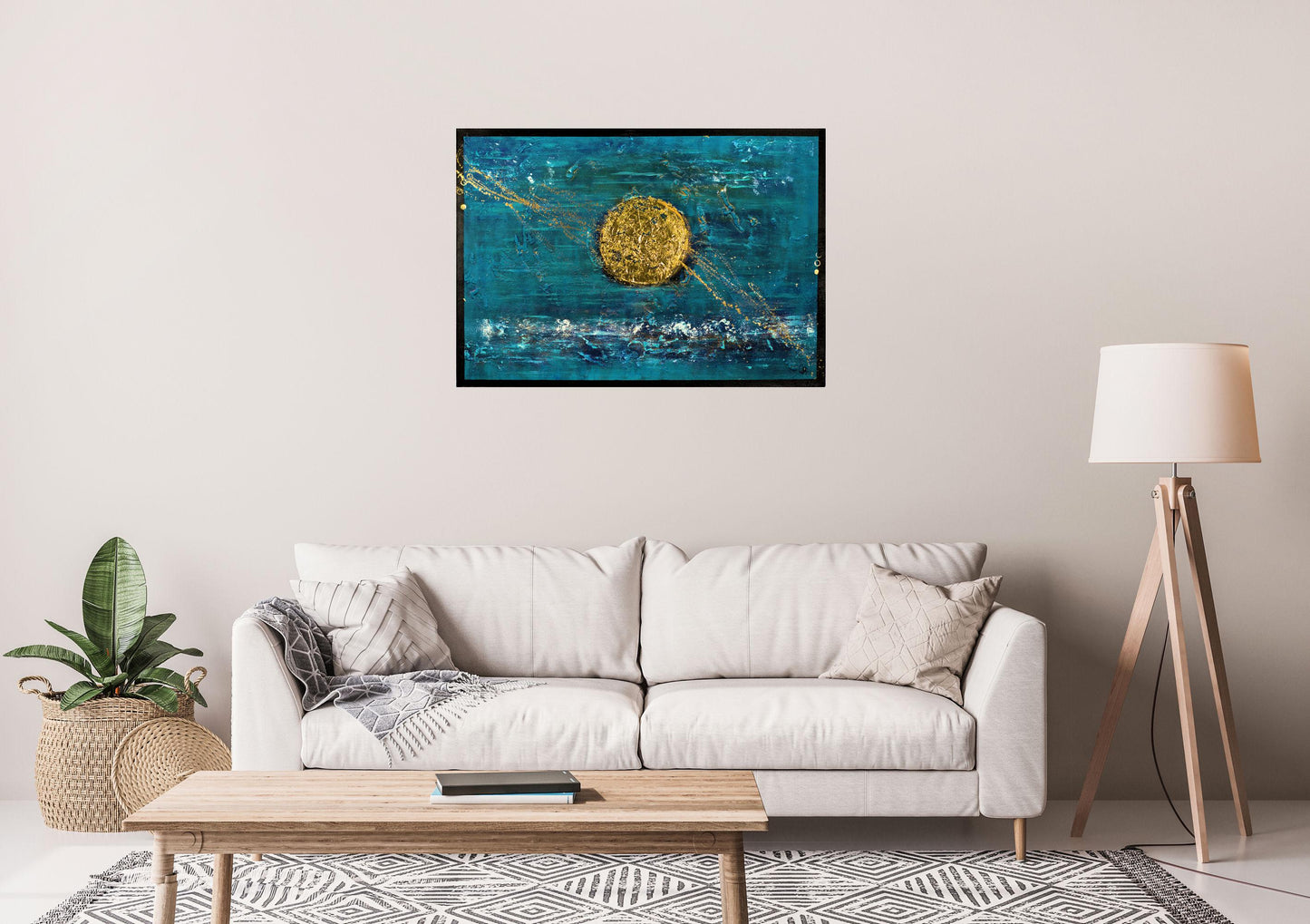 Solar Gold – Abstract Acrylic Gold Leaf Painting | 100 × 70 cm | Edelgard Schroer