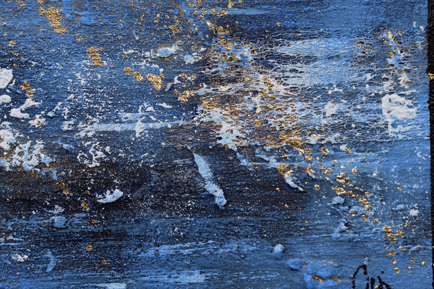 Solar Gold – Abstract Acrylic Gold Leaf Painting | 100 × 70 cm | Edelgard Schroer