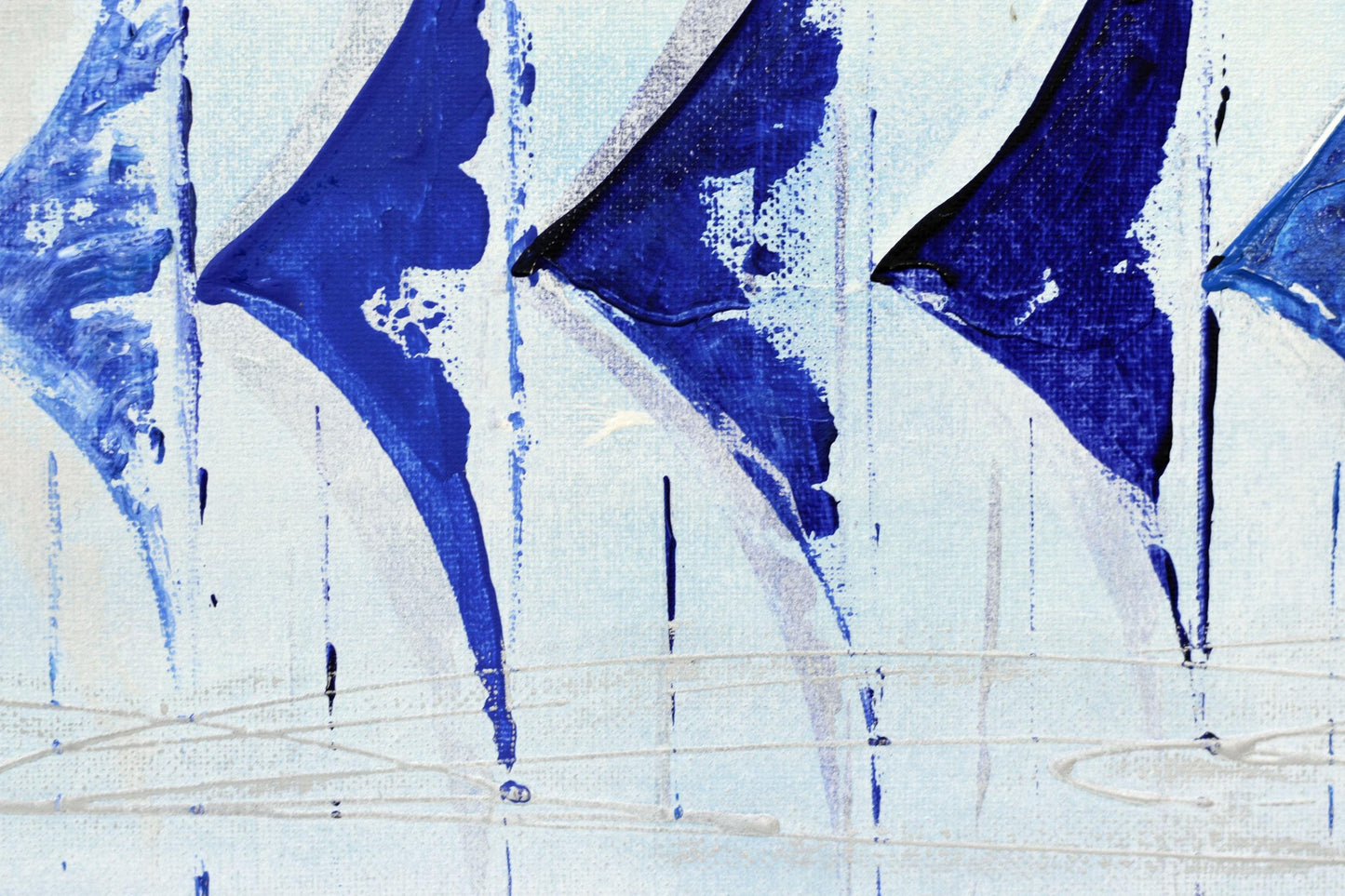 Ocean Harmony – Abstract Sailboats Acrylic Painting | 123 × 43 cm | Edelgard Schroer