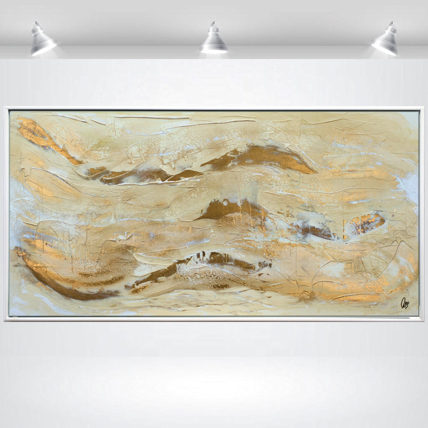 Caffeine Dreams – Gold & Coffee Abstract by Edelgard Schroer | 123 × 63 cm