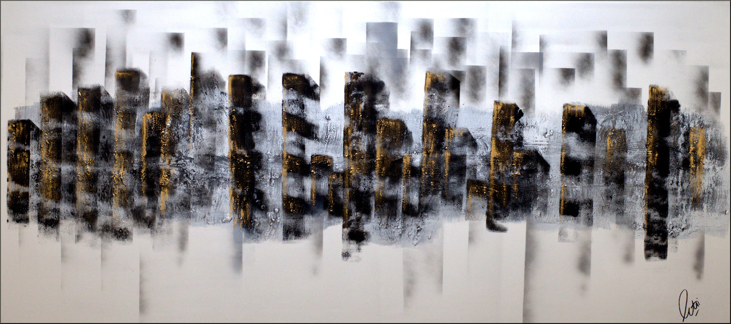 Urban Reflections – Large Abstract Cityscape by Edelgard Schroer | 180x80 cm