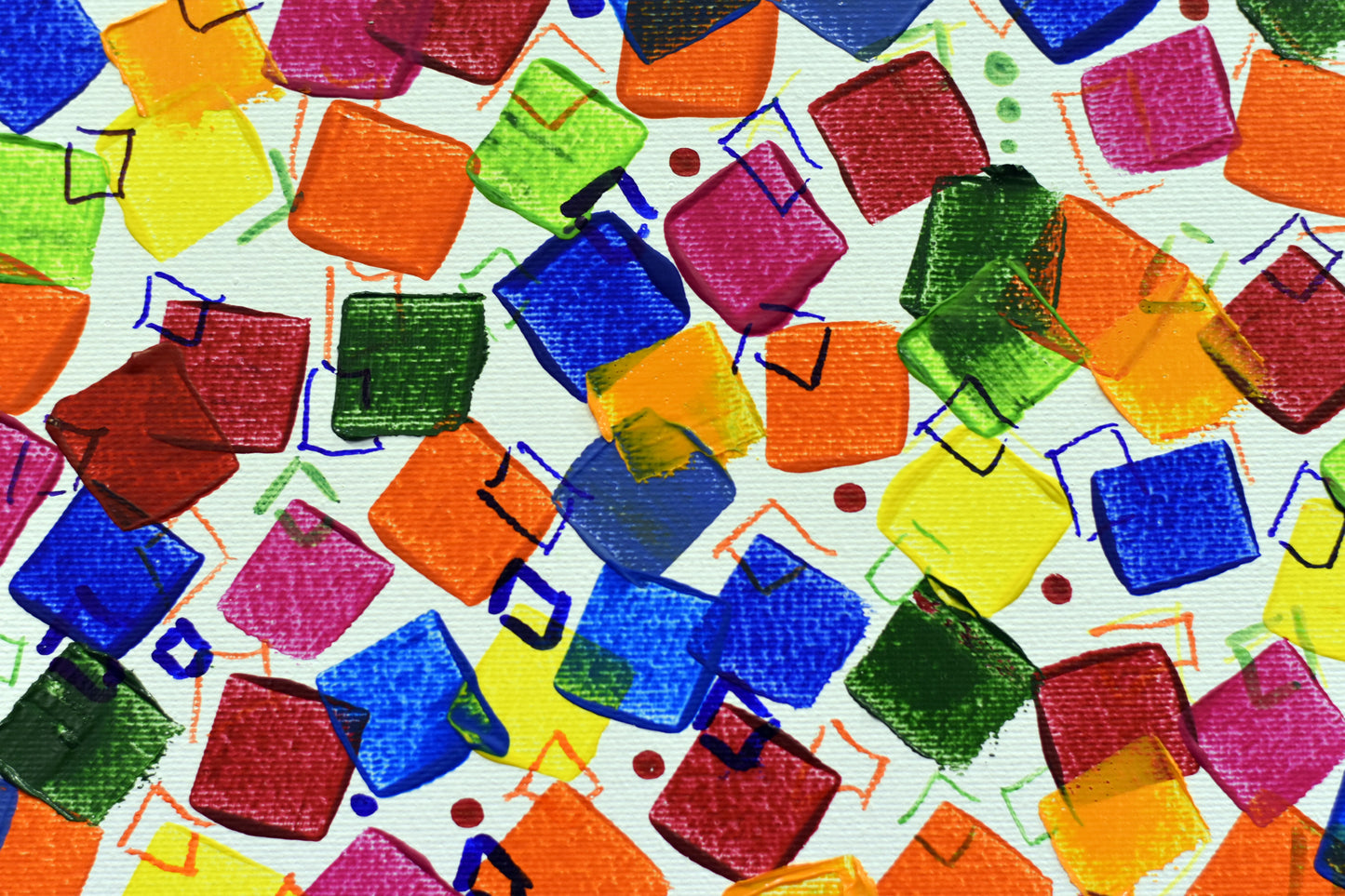 Dancing Pixels – Abstract Colorful Painting | 140×65 cm | Edelgard Schroer