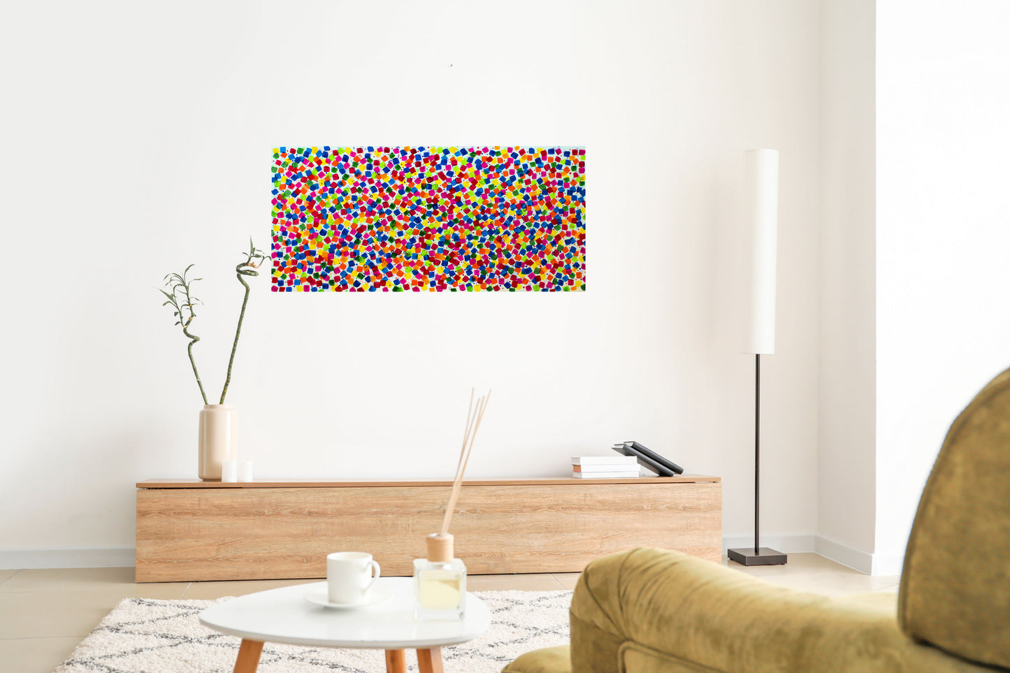 Dancing Pixels – Abstract Colorful Painting | 140×65 cm | Edelgard Schroer