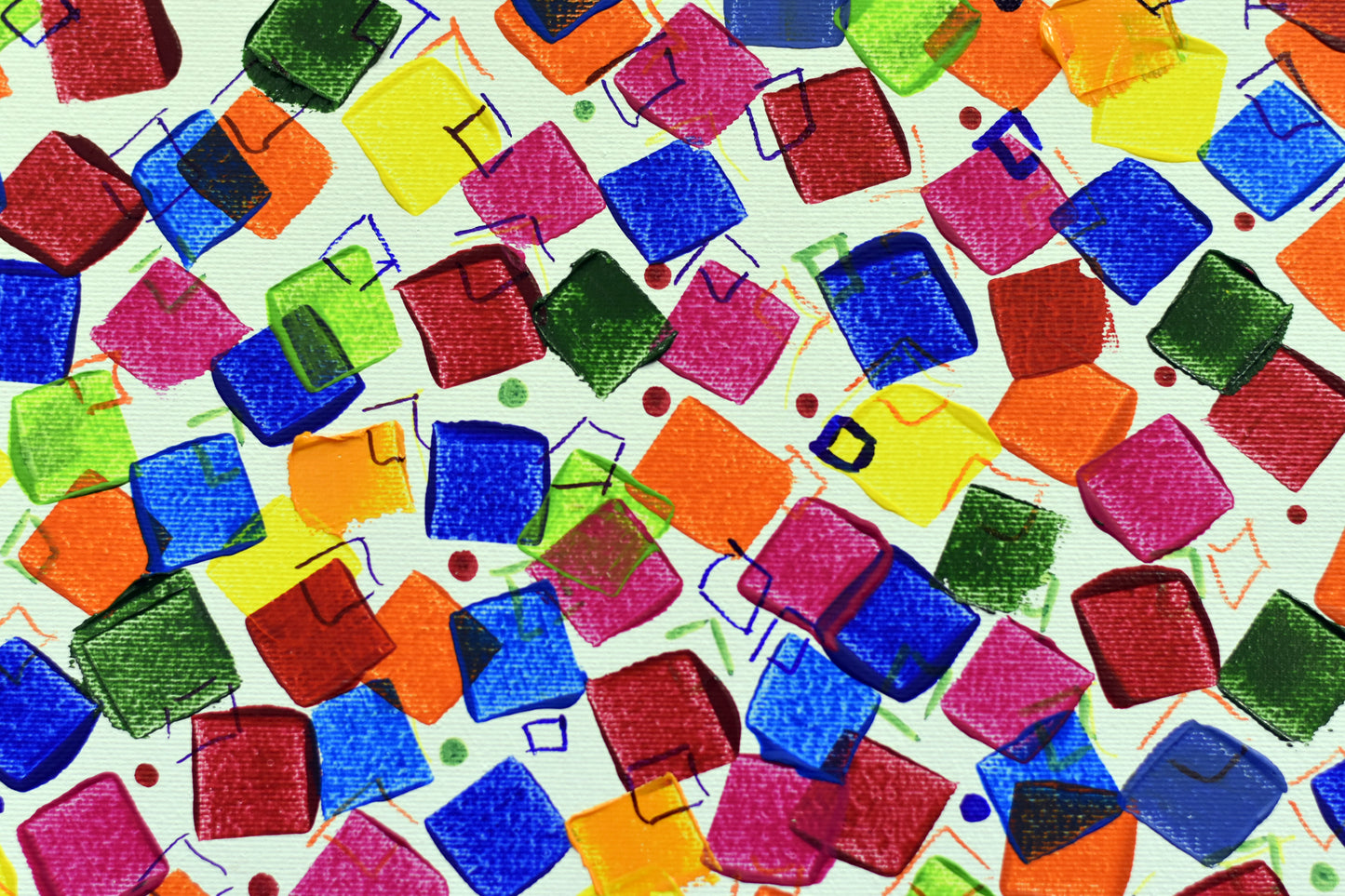 Dancing Pixels – Abstract Colorful Painting | 140×65 cm | Edelgard Schroer