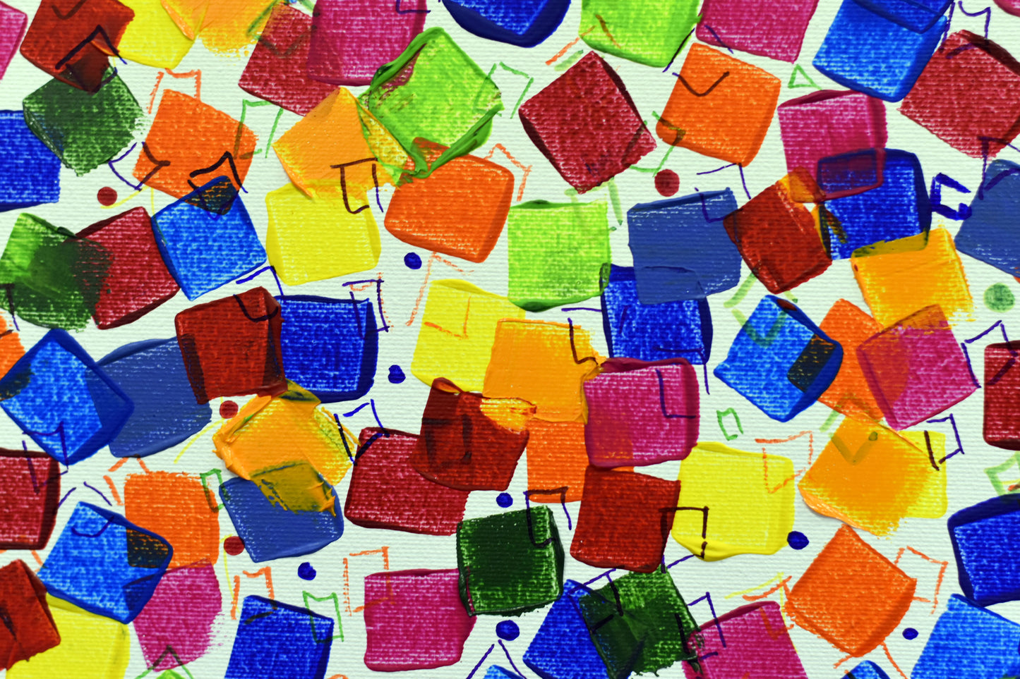 Dancing Pixels – Abstract Colorful Painting | 140×65 cm | Edelgard Schroer