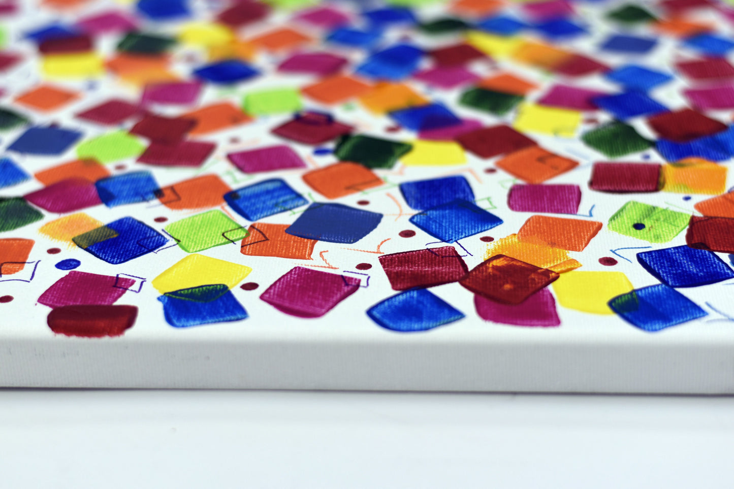 Dancing Pixels – Abstract Colorful Painting | 140×65 cm | Edelgard Schroer