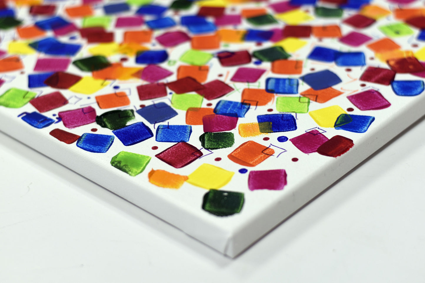 Dancing Pixels – Abstract Colorful Painting | 140×65 cm | Edelgard Schroer