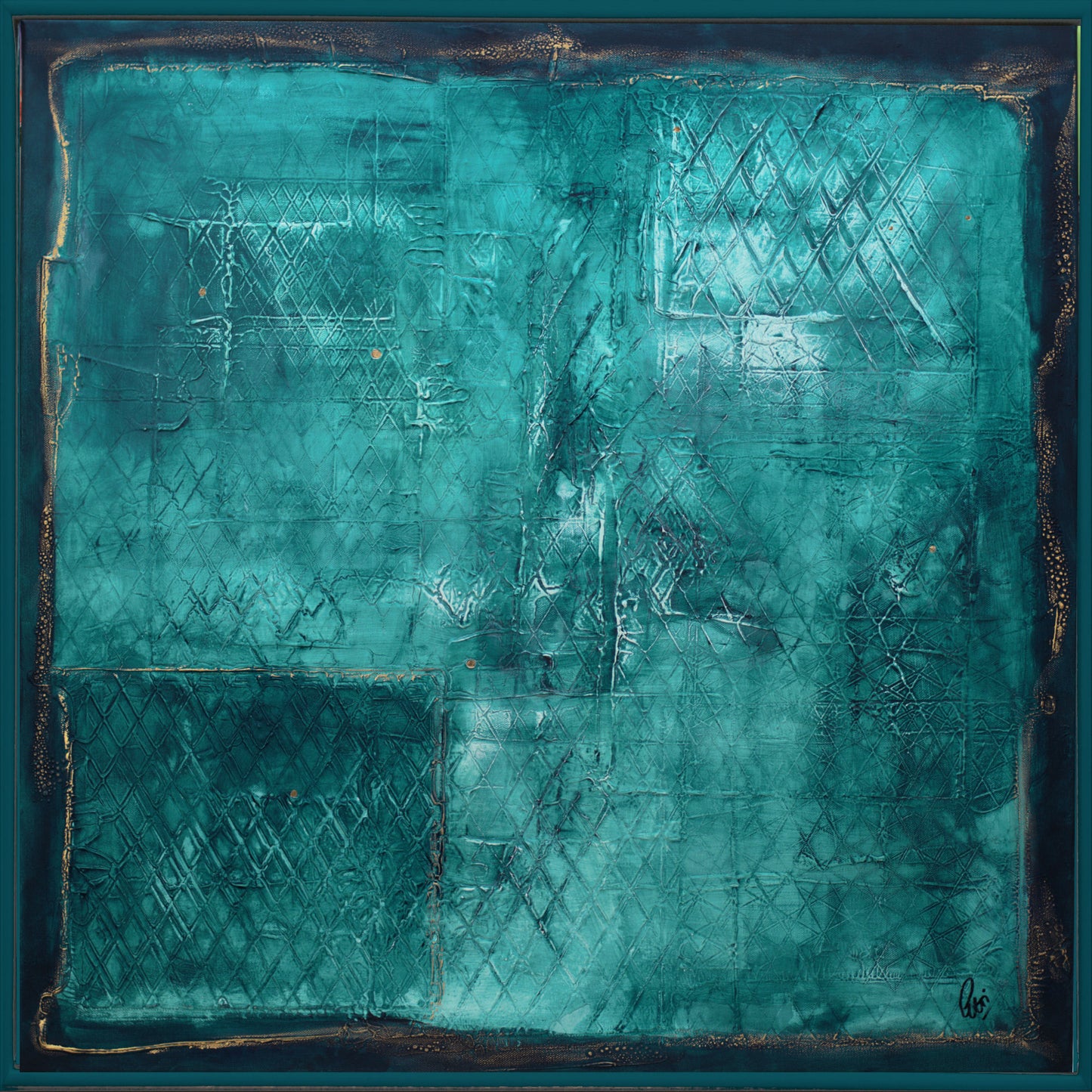 Blue Monochrome – Abstract Textured Acrylic Painting | 83 x 83 cm | Edelgard Schroer