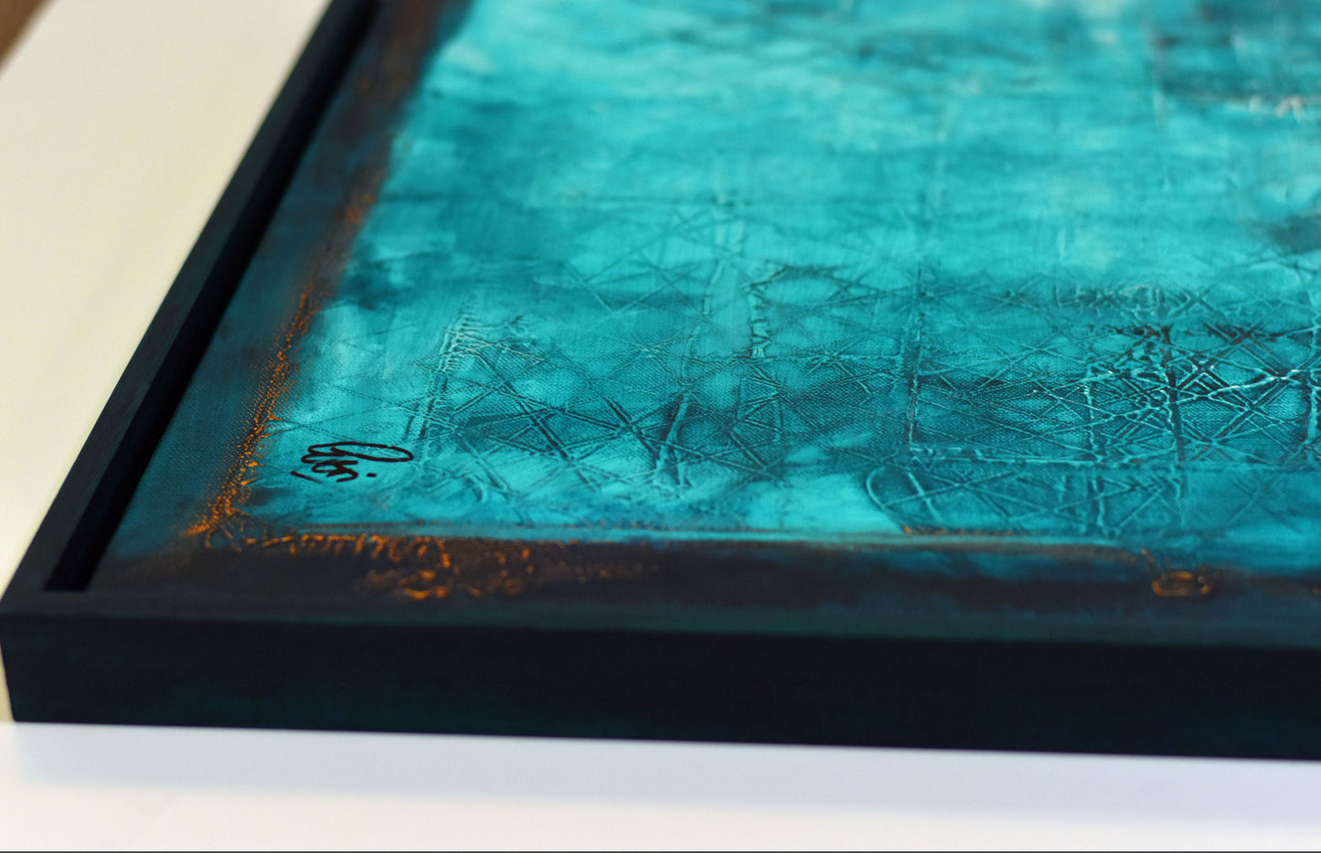 Blue Monochrome – Abstract Textured Acrylic Painting | 83 x 83 cm | Edelgard Schroer