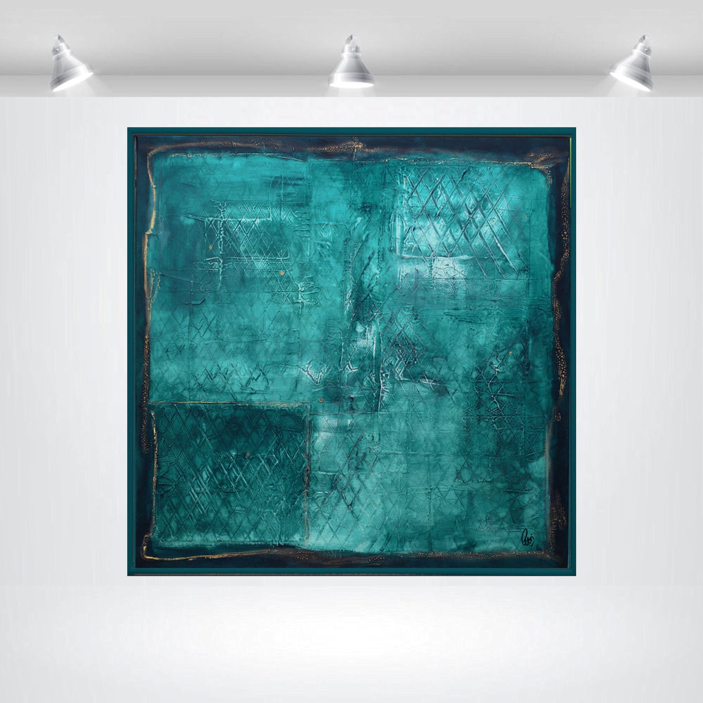 Blue Monochrome – Abstract Textured Acrylic Painting | 83 x 83 cm | Edelgard Schroer
