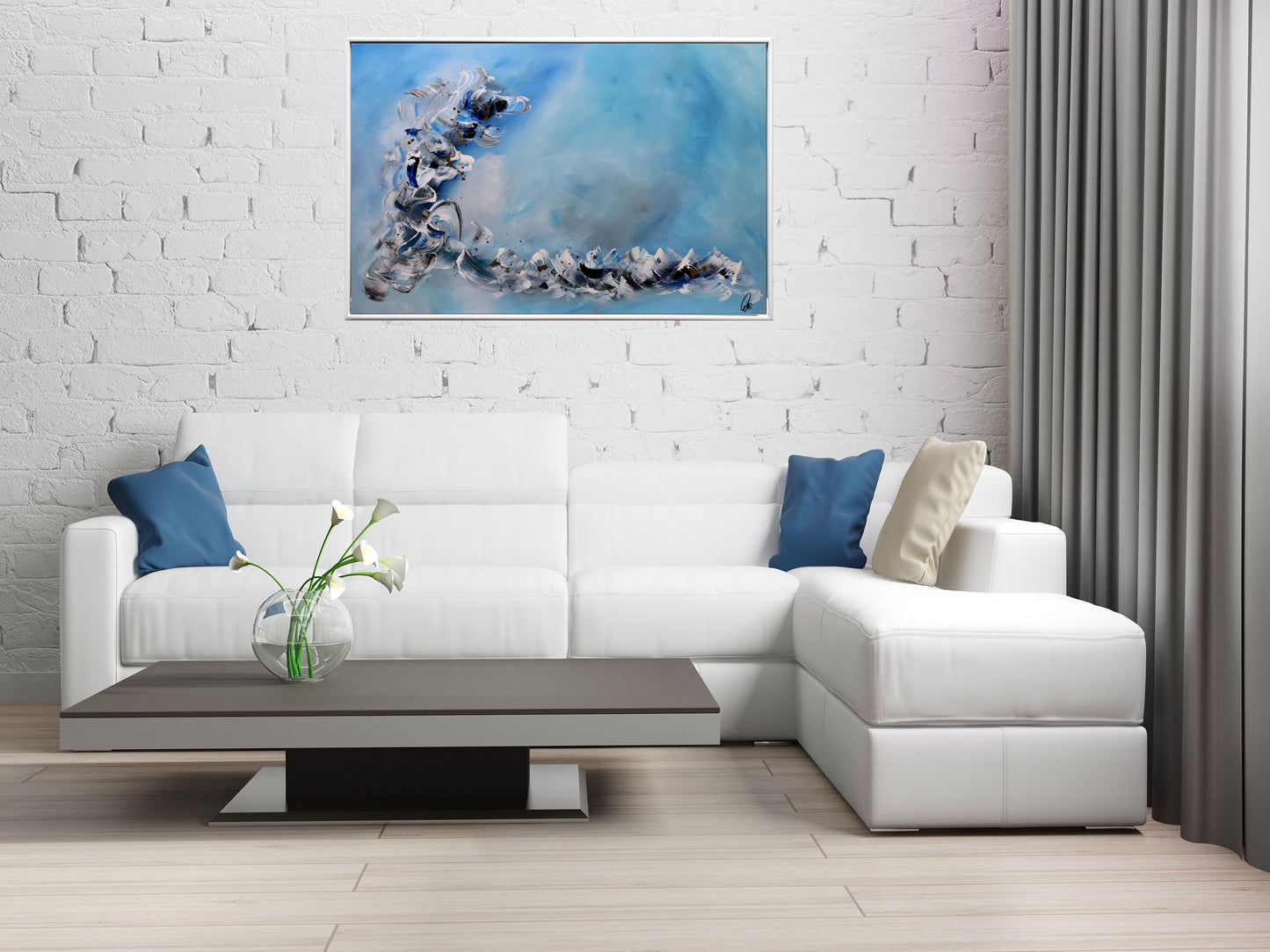 White Wings – Abstract Sea Painting | 115×75 cm | Edelgard Schroer