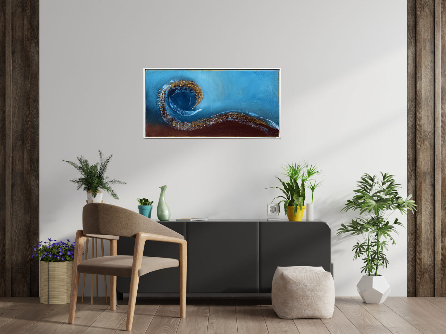 Flow of Time – Abstract Spiral Painting | 103×53 cm | Edelgard Schroer