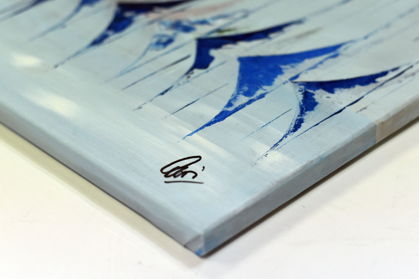 Sailing Rhythm – Abstract Sailboat Painting | 130 × 50 cm | Edelgard Schroer