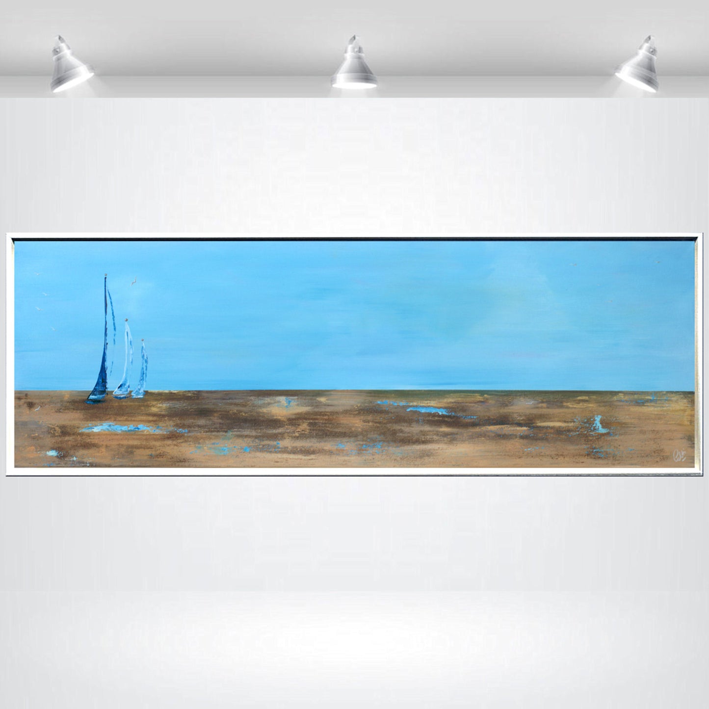Sailing Silence – Abstract Coastal Painting | 123 × 43 cm | Edelgard Schroer