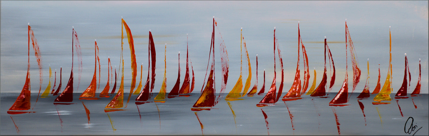 Last Days of Summer – Framed Abstract Seascape Painting | 121 x 41 cm | Edelgard Schroer