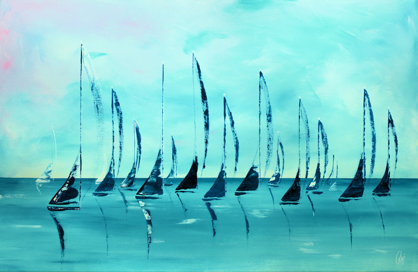 Ocean Silence – Nautical Sailboats Painting | 115×75 cm | Edelgard Schroer