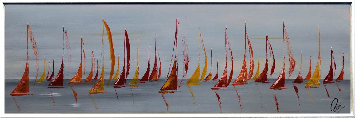 Last Days of Summer – Framed Abstract Seascape Painting | 121 x 41 cm | Edelgard Schroer