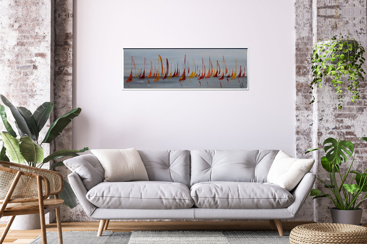 Last Days of Summer – Framed Abstract Seascape Painting | 121 x 41 cm | Edelgard Schroer