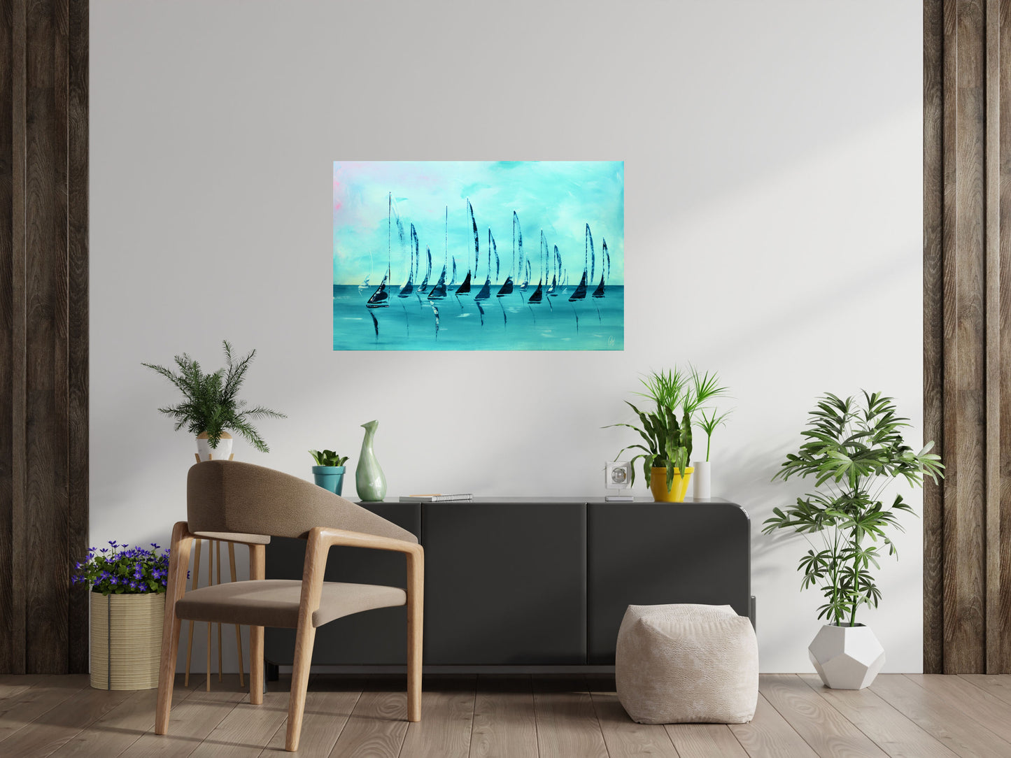 Ocean Silence – Nautical Sailboats Painting | 115×75 cm | Edelgard Schroer