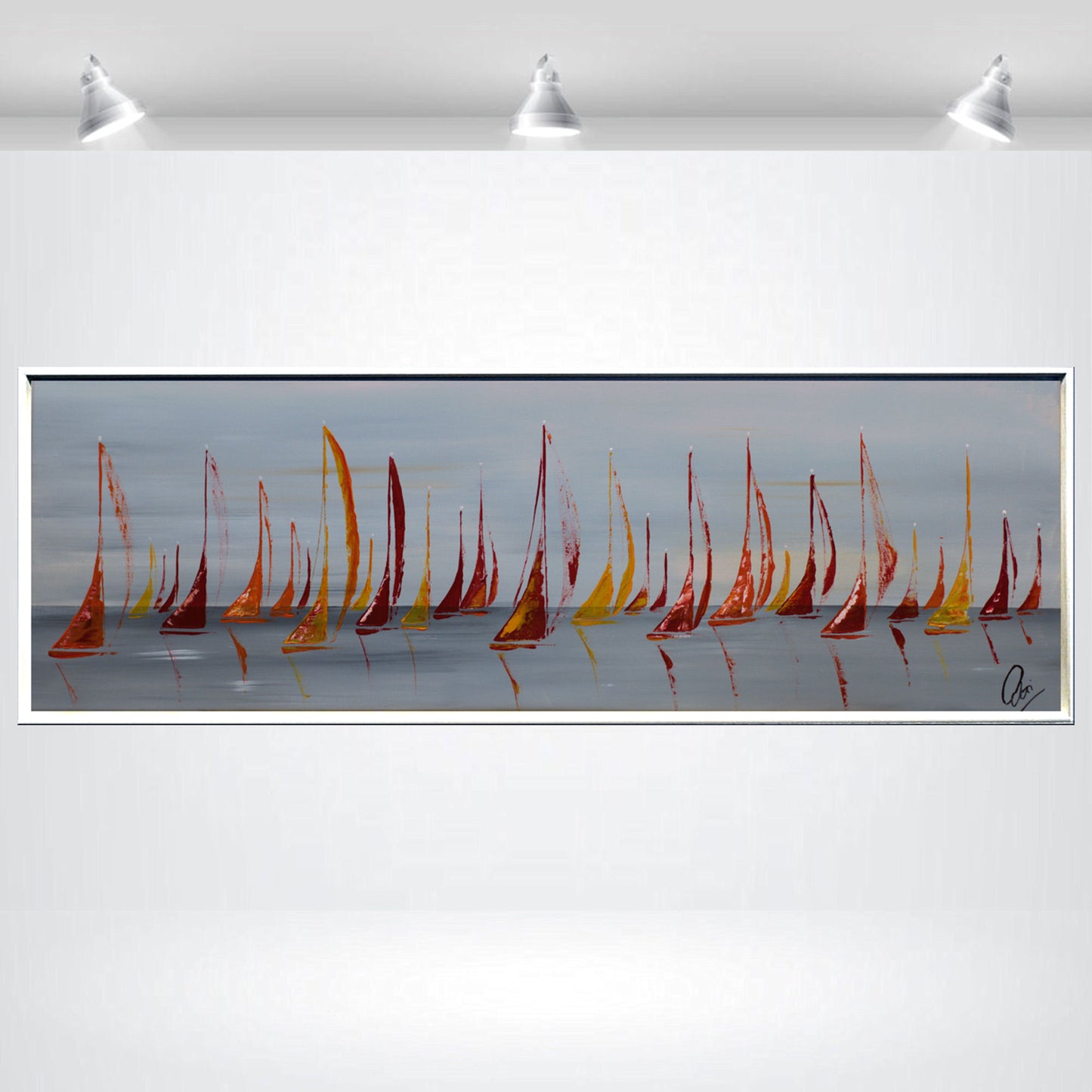 Last Days of Summer – Framed Abstract Seascape Painting | 121 x 41 cm | Edelgard Schroer