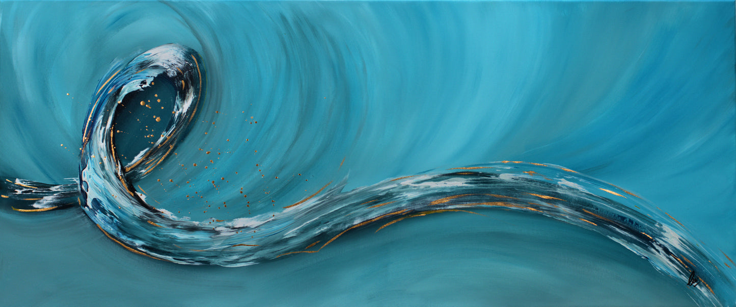 Ocean Loop – Abstract Ocean Painting | 120×50 cm | Edelgard Schroer