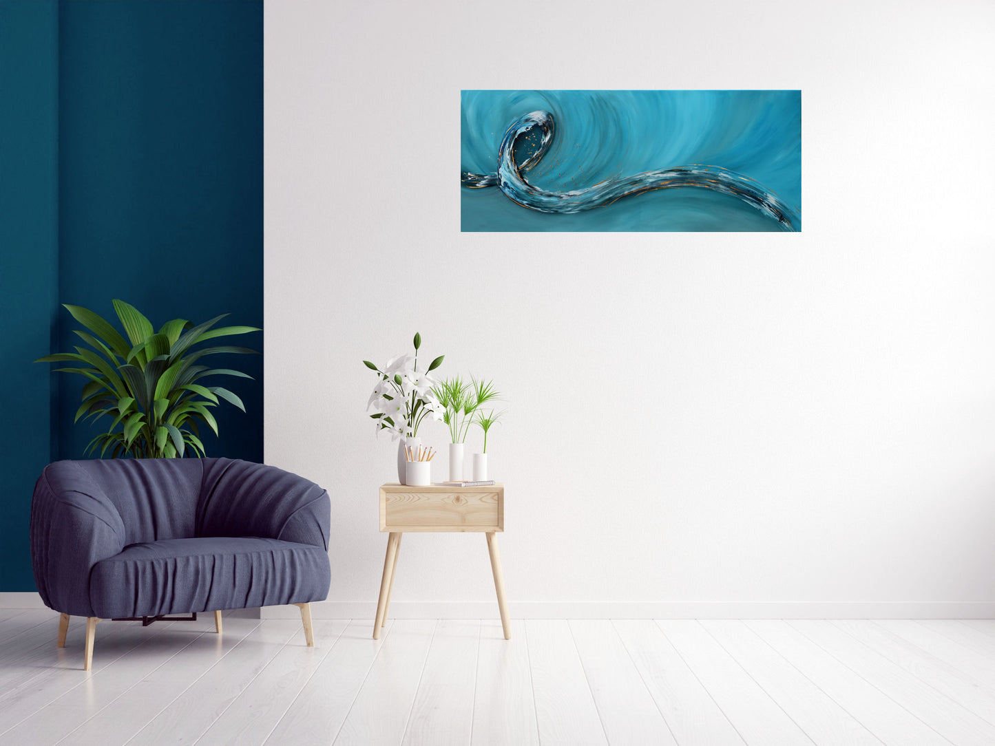 Ocean Loop – Abstract Ocean Painting | 120×50 cm | Edelgard Schroer