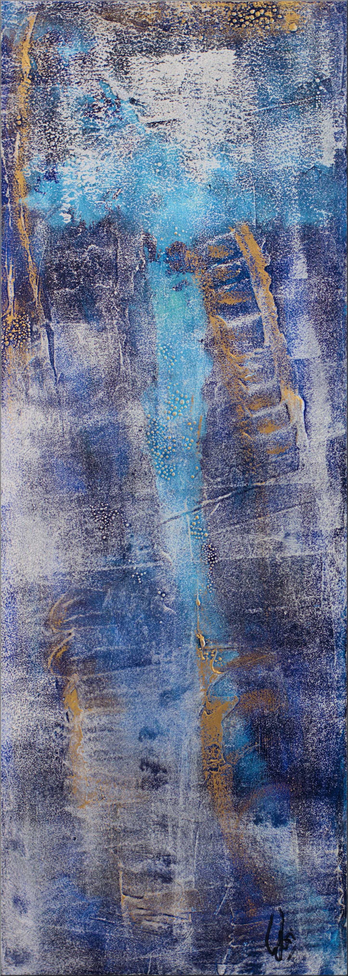 Blue Wishes – Sculptural Abstract Acrylic Painting | Freestanding Art by Edelgard Schroer