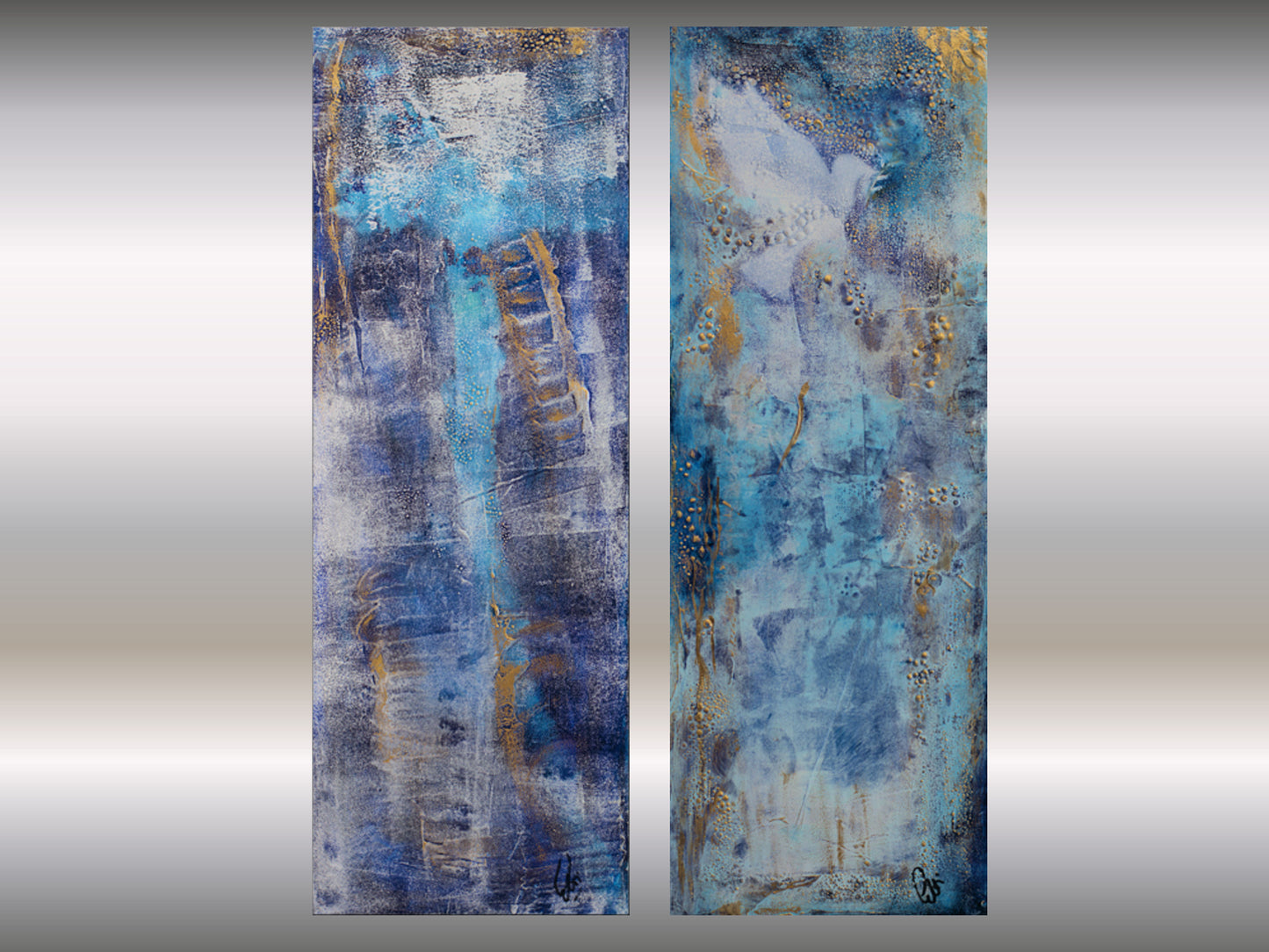 Blue Wishes – Sculptural Abstract Acrylic Painting | Freestanding Art by Edelgard Schroer