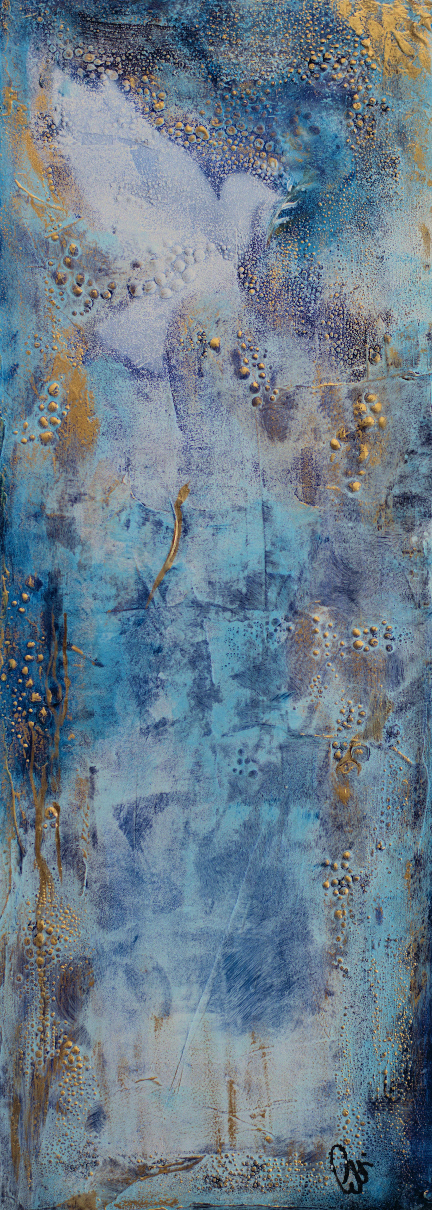Blue Wishes – Sculptural Abstract Acrylic Painting | Freestanding Art by Edelgard Schroer