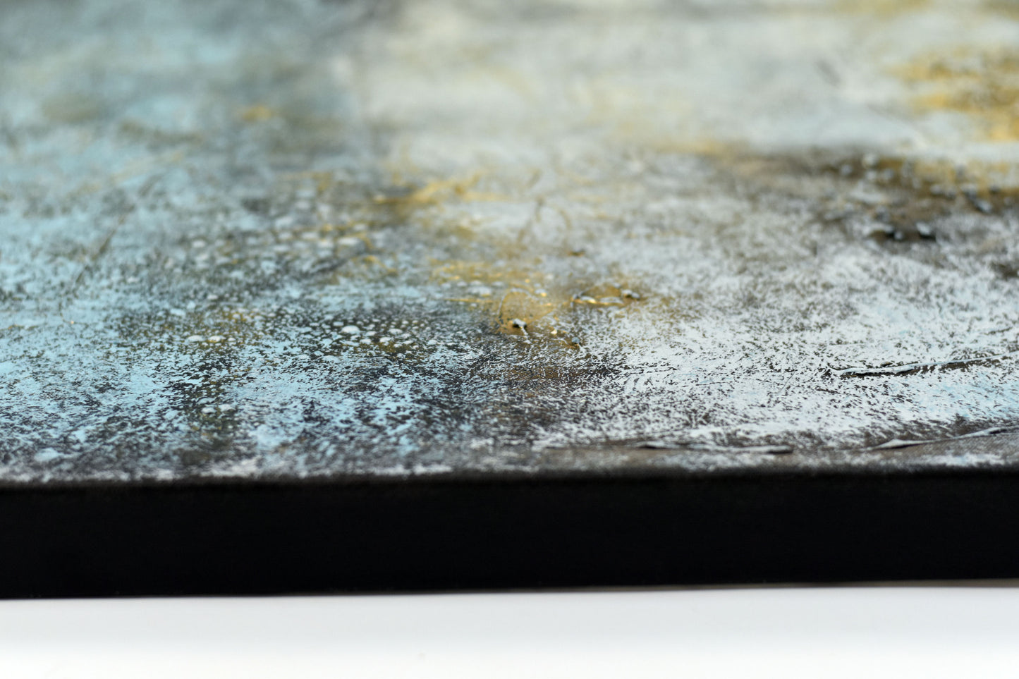 Timeless – Textured Blue & Gold Abstract by Edelgard Schroer | 120 × 80 cm