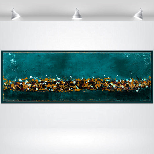 Abstract Drips – Textured Horizontal Acrylic Painting | 123 x 43 cm | Edelgard Schroer