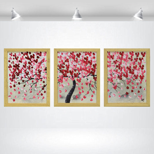 Spring Days in Japan – Cherry Blossom Triptych by Edelgard Schroer | Framed | Ready to Hang