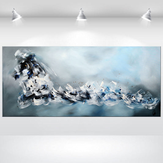 Bleu – Abstract Blue Painting | 190×90 cm | Edelgard Schroer
